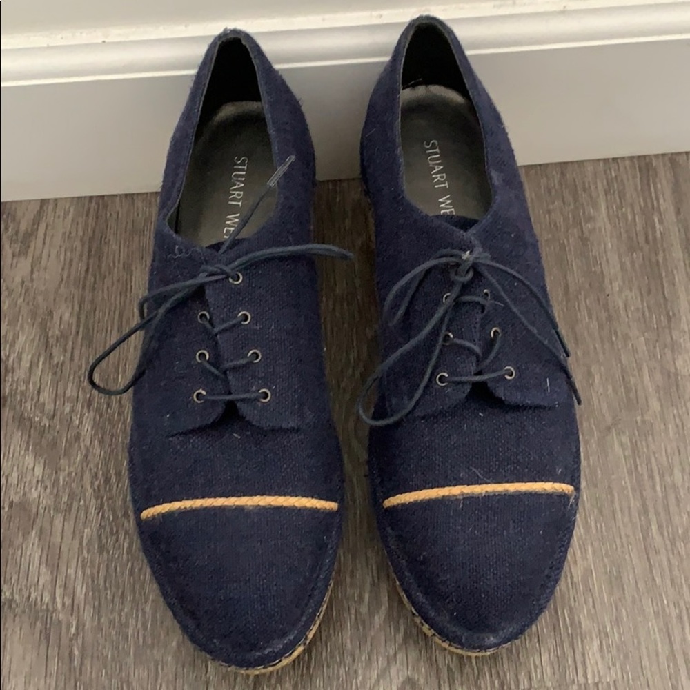 Navy Blue Stuart Weitzman Kent Platform Oxford